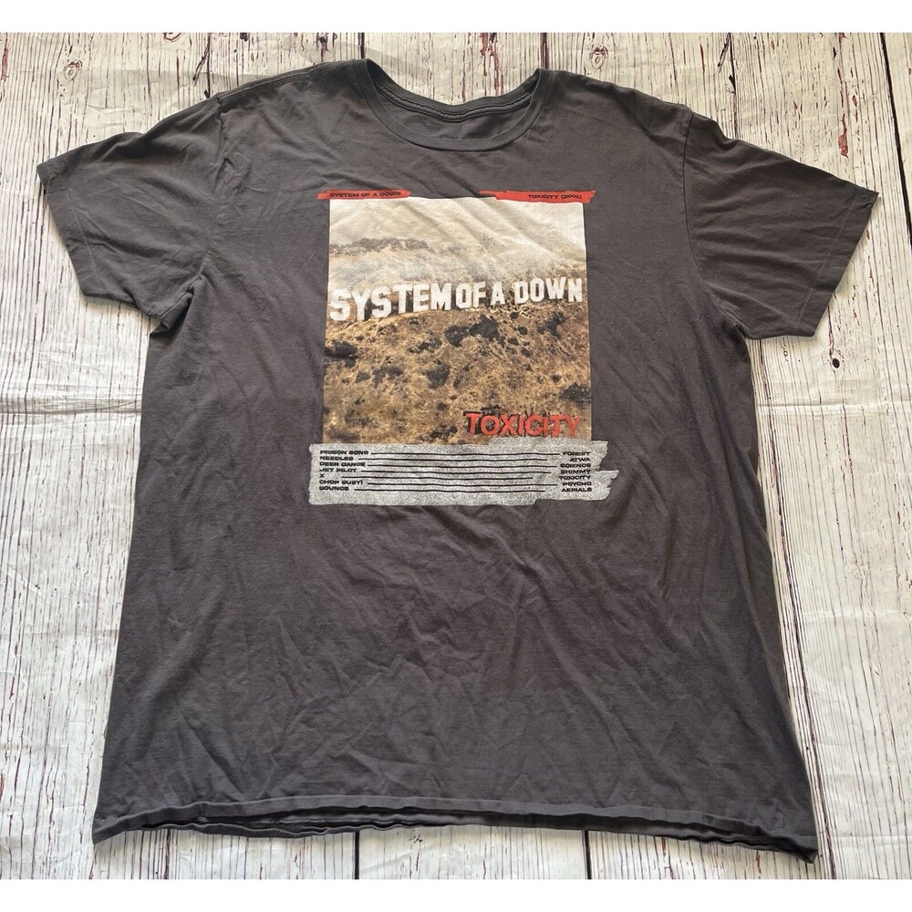 Mens System Of A Down Toxicity Band T Shirt Size XL  2XL? Gray 2001 Y2K No Tag